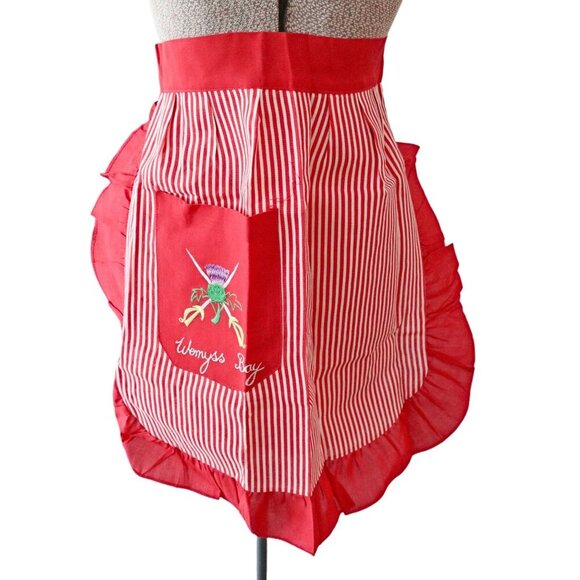 Vintage Half Apron Scottish Wemyss Bay Thistle Pocket - Picture 1 of 4